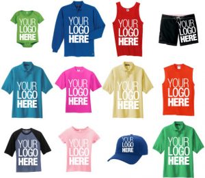 Image of various shirts and apparel that you can have customized